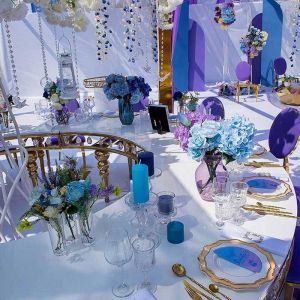 Crystal Drops Large Banquet Table Luxury Half Moon Round Shape