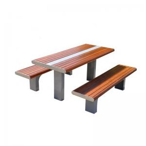 China Customized Wood Dining Table Bench Set For Garden Courtyard Restaurant on sale