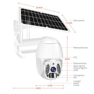 1080P Wifi Outdoor 4X Digital Zoom AI Human Detect Wireless Solar Camera H.265