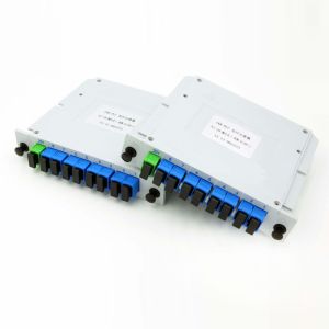 China Mini Plug - In Cassette Fiber Optic Splitter 1 In 8 Out Ports LGX Box Compact Size on sale