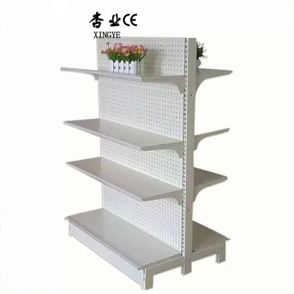 Factory customized color size white gondola shelving double sided retail store