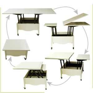 4 Iron Legs Foldable 30'' Flip Up Rustic Wood Coffee Table