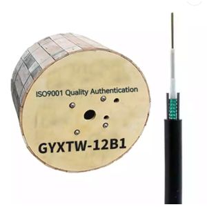 12 Fiber Aerial Optical Fiber Cable GYXTW G652D / SM 1500N For Telecom