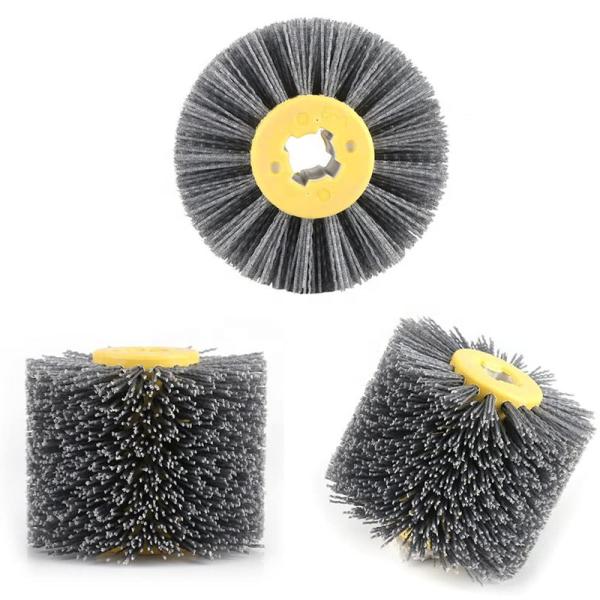 Quality Nylon Abrasive Roller Brush Wheel Industrial Cylinder Brush for Woodgrain Grinding wholesale