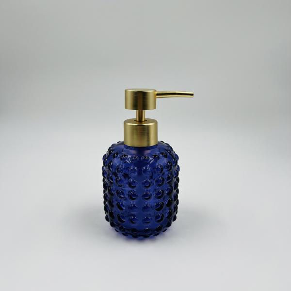 3pcs Glass Bathroom Accessories Set Dark Blue With Golden Part Round Shape Big Dots