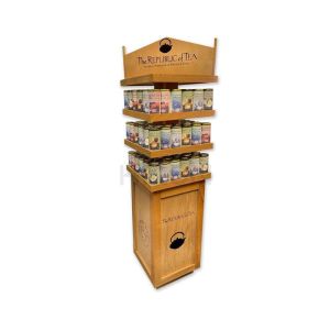 Food Display Rack Merchandising 4-Tier Tea Bag Display Stand Movable