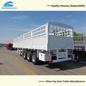 3 Axle 60 Tons Drop Side Wall Semi Trailer With FUWA Brand 13 Tons Axle