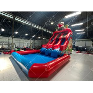 High Quality Popular Huge Jungle Dinosaur Theme Inflatable Water Slide With Pool