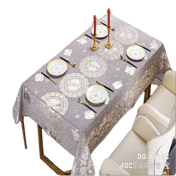 Silver Soft Touch Top Seller Customized Non Woven Printed Tablecloth Reusable