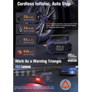 High Capacity 20000mAh Car Battery Booster with Air Compressor and Smart Safety