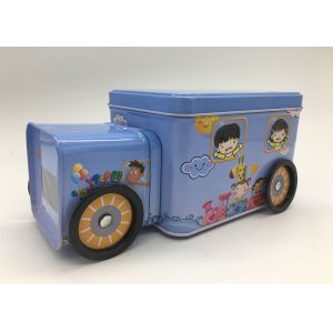 China Candy Storage 2 Tin Branded Gift Boxes Blue Car Shape With Four Wheels For Kids on sale