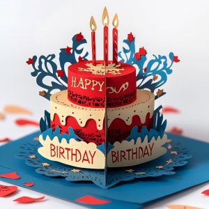 3D Birthday Cake Shaped Exquisite Various Designs for Modern Creative Greeting Cards Creative and Modern