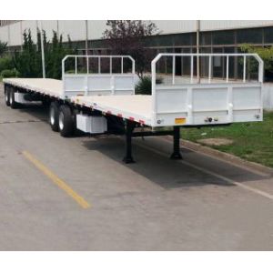 Two Tandem Container Flatbed Semi Truck Trailer With Jost Kingpin And Fuwa / BPW
