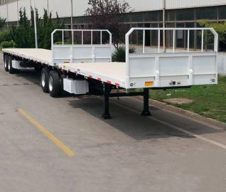 Two Tandem Container Flatbed Semi Truck Trailer With Jost Kingpin And Fuwa / BPW