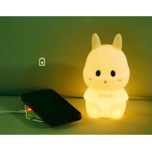 LED Silicone 7 Color Pat Bedside Rabbit Night Light Touch Sensor With USB Charge