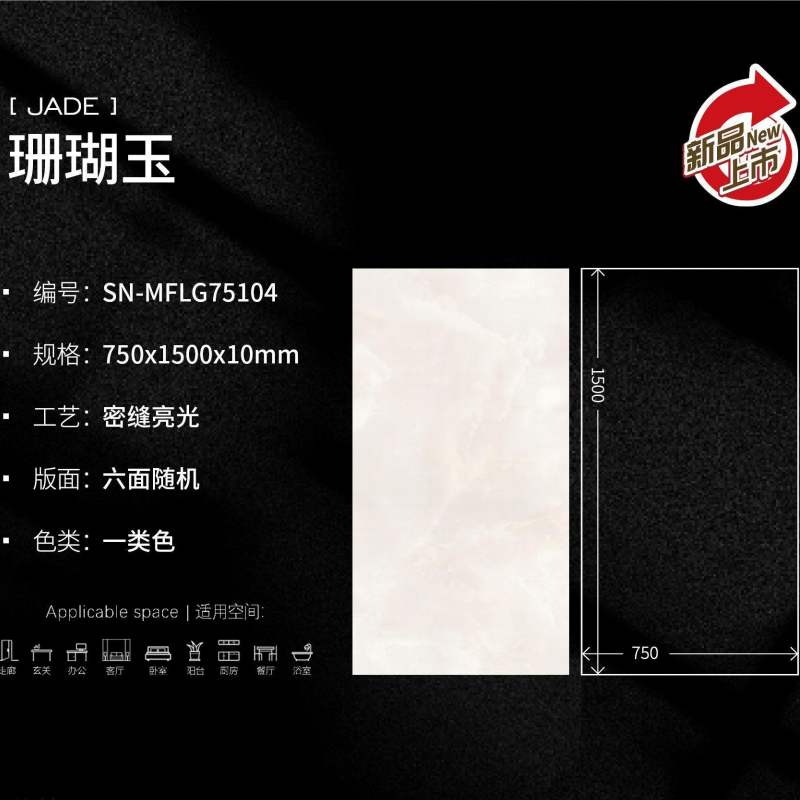 10mm Thickness Modern Porcelain Tile 750x1500mm Offering Superior Stain