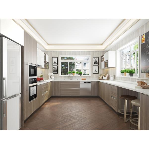 Quality Wall Mounted Modern Gray Kitchen Cabinets Melamine MDF Ready Made Cupboards wholesale