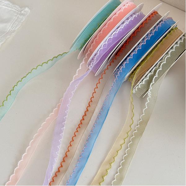 DIY Handmade Floral Packaging Materials 1cm Wave Edge Yarn Ribbon Flower Bouquet