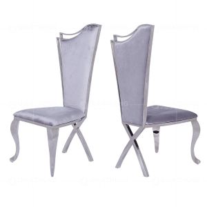 54x49x117cm Modern SS Dining Chairs With Black Velvet High Backrest