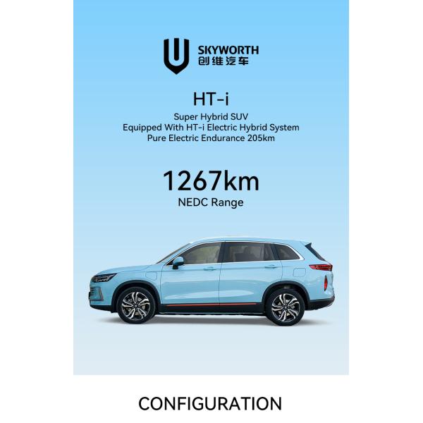 Skyworth HT-i Plug-In Hybrid Electric Car 3m Vehicle 2023 with 32.76Kwh Ternary Lithium Battery at and High Speed 170km/h