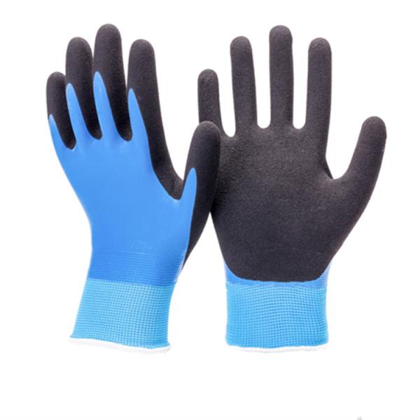 Quality ZM 13 Gauge Flexible Fish Mitts Smooth Nitrile Fully Coated And Sandy Nitrile Plam Coated Water Proof Double Dipped Glov wholesale