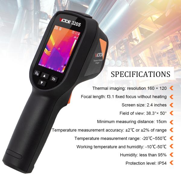 8GB IP54 Thermal Imaging Camera -20℃ To 550℃ USB Data Transfer 160x120
