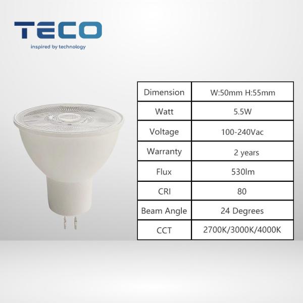 12V Warm White MR16 LED Bulbs 6000K Non Dimmable GU5.3 Spotlight Bulbs