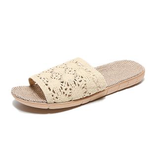 Fashion Open Toe Summer Slippers Laces Slip On Sandals Trim Hollow Out