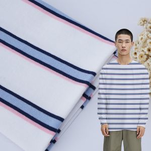 Soft And Durble Simple And Good Quality Striped Cotton Fabric For T- Shirt