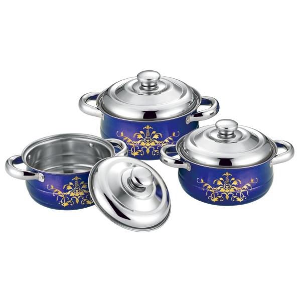 6 pcs cookware set red + flower &cookwere set stainless steel & 16/18/20cm colorful stock pot