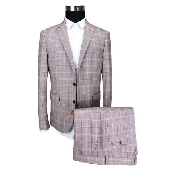 Quality Male Custom Tailored Suits 2 Piece Light Grey Check Autumn Spring wholesale
