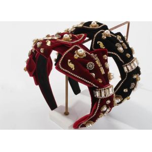 Cheap Fashion new elegant bow with diamond-encrusted headband personality luxury cloth heavy foreman hoops for sale