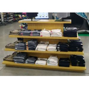 Customized Wood Veneer Clothes Display Stand Clothing Display Shelves For