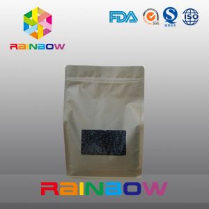 Cheap Kraft paper 8 side seal coffee pouch , bottom gusset bags roasted coffee bean packaging for sale