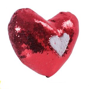 Personalized Heart Shape Sublimation Sequin Pillow Covers Heat Transfer Glitter
