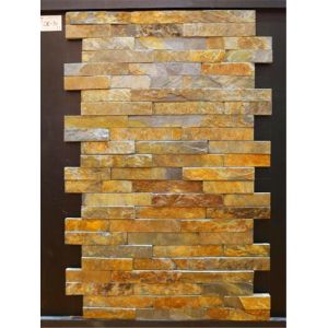 Yellow Slate Cultured Stone Flast Wall Cladding For Exterior And Interior Use