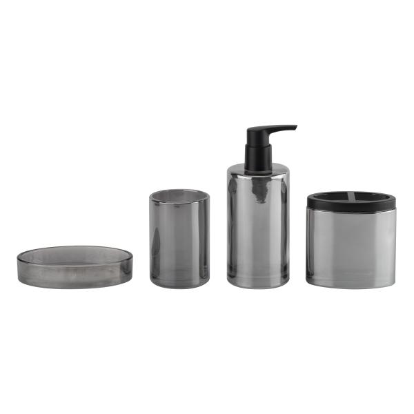 Quality Black Nickel Glass Bathroom Accessories Sets Round Shape Ion Plating Effect Glass Soap Dispenser wholesale