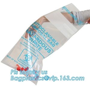 Cheap 60 micron clear LDPE plastic cotton draw string garbage biohazard bag, Custom printed compostable flat on roll trash bag for sale