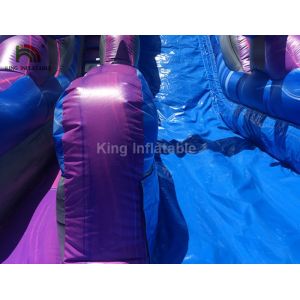 Dual Lane 0.6mm PVC Inflatable Water Slide With Pool 30ft Purple For Summer