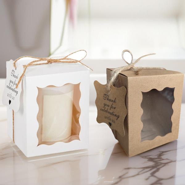 Quality Kraft Paper Candle Boxes With Window Baby Shower Party Favor Packaging wholesale