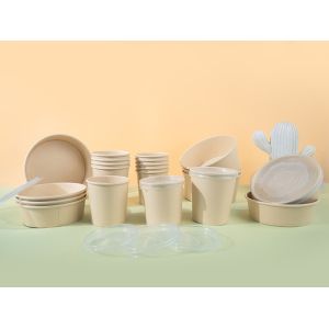 Microwavable Biodegradable Soup Cups Custom Kraft Paper Soup Bowl Food Package