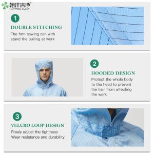 Class 100/Class 1000 Lint-Free Washable Cleanroom Suit for Pharmaceutical and
