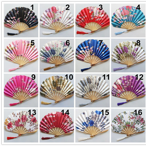 Shell Round Foldable Decorative Fans Cosplay Fabric Bamboo Festival Hand Fans