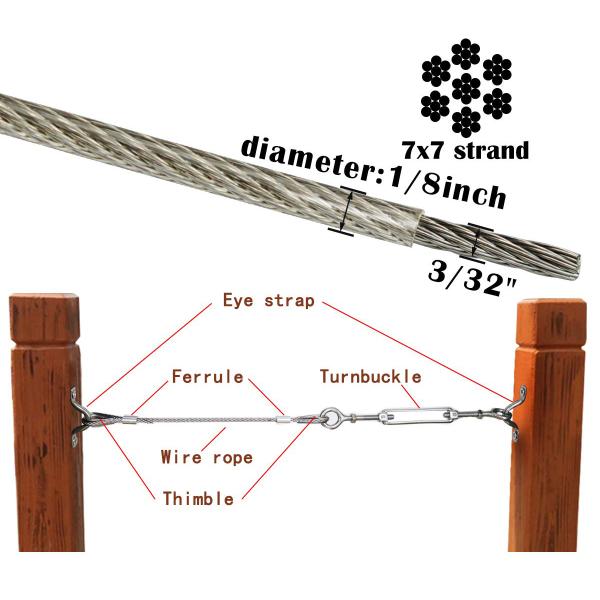 Vinyl / PVC Coated Galvanized Steel Cable for Railing Decking Stair Balustrade DIY Enhance the Look of Your Property