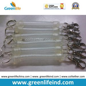 Cheap Best Quality Plastic PU Cable Retractable Safe Coil String Keychains for sale