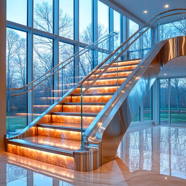 Stylish PVD Stainless Steel Handrails with 6mm Side Steel Thickness for Glass