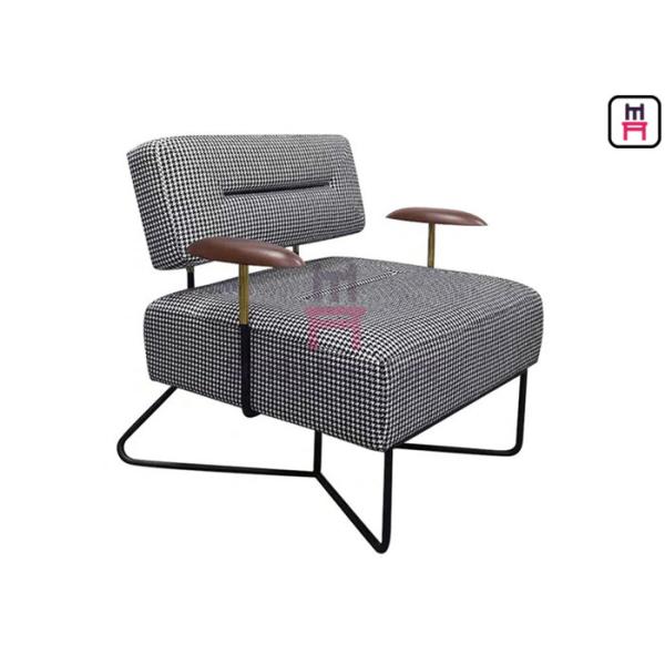 Quality Metal Frame Plaid 0.7cbm Upholstered Single Sofa Chair Wood Armrests wholesale