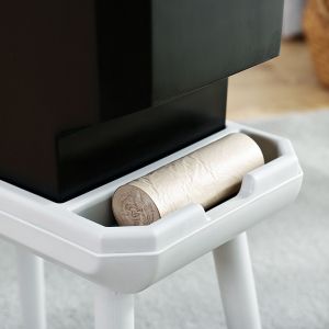 Trash Can with Lid Plastic Garbage Can with Push Button Narrow Modern Waste