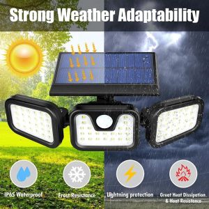 IP65 ABS Outdoor Solar Garden Light 74 LM LED Three Mod Wall 5000K