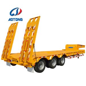 Custom's Requirement 100 Ton Load 60ft Low Bed Trailer Lowboy Trailer 3 Axles 50